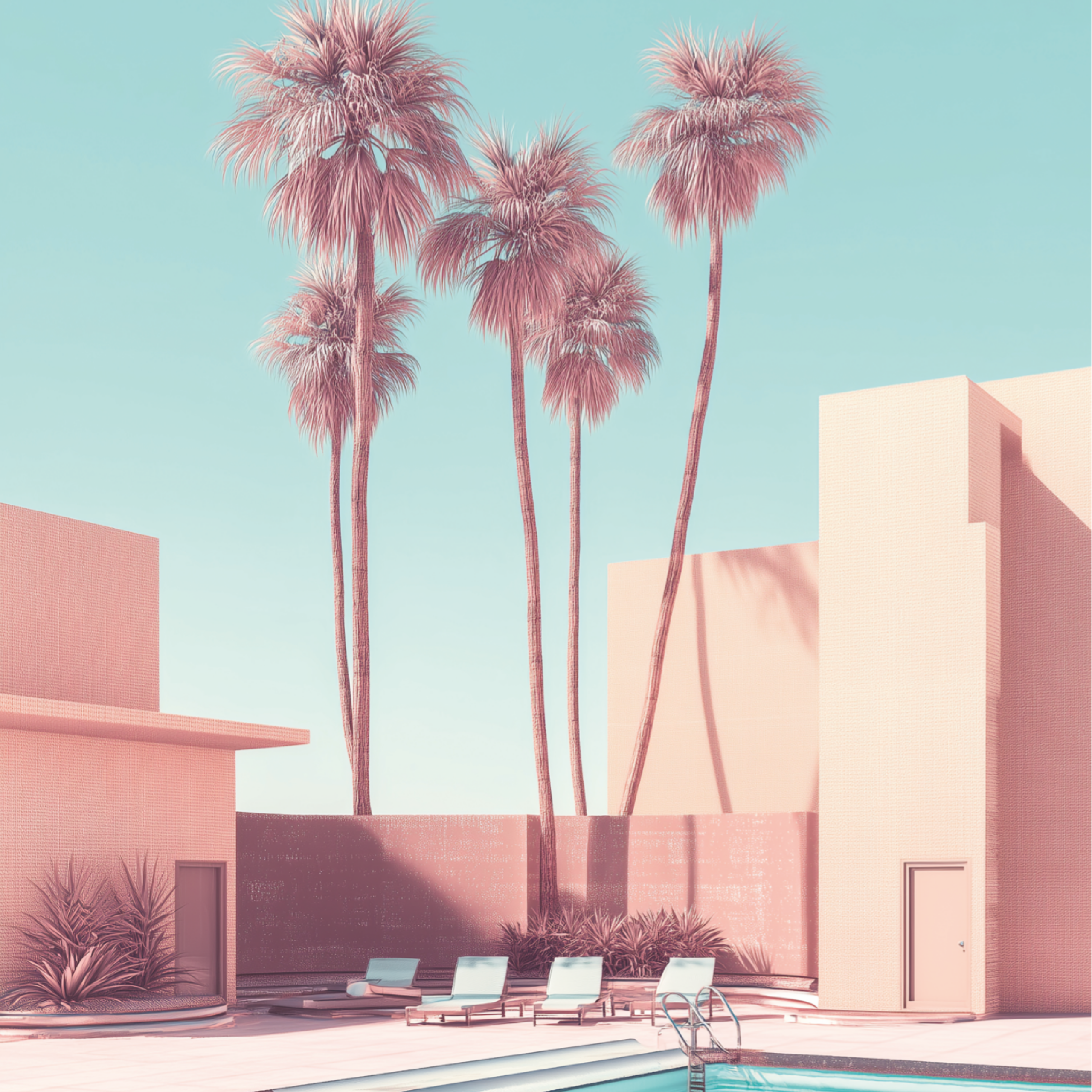 Palm Springs Dream – Retro Pastel Poolside Wall Art Print