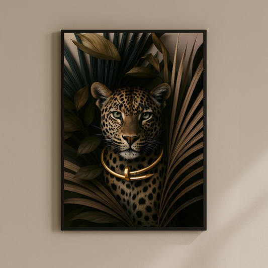 Élégance sauvage – Collier léopard avec clous dorés