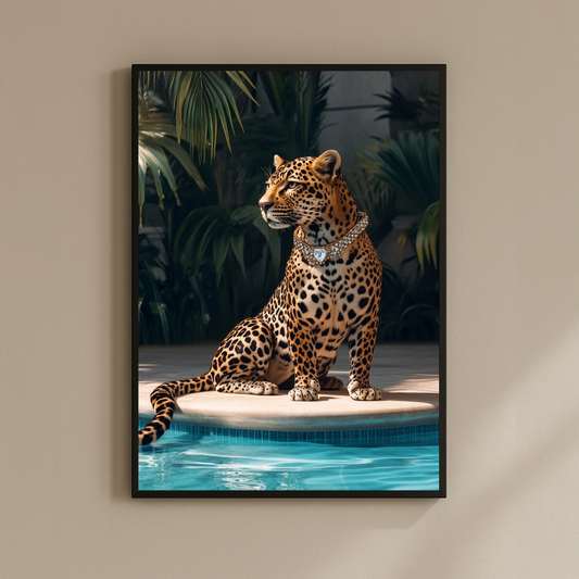 Royauté au bord de la piscine – Léopard au bord de la piscine